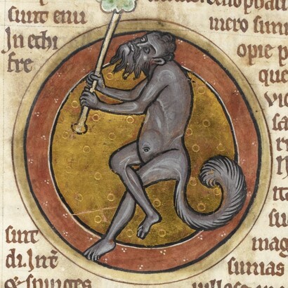 Satiro, Bestiario Royal MS 12 C XIX, 1200-1210. British Library, Londra, UK