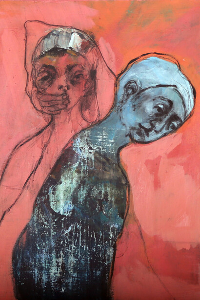 Noor Bahjat, The Other Face (detail), 2015, Acrylic on canvas, 100 x 100 cm