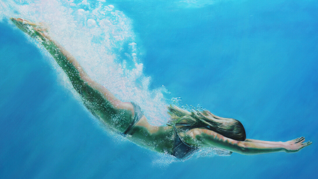 Artist: Matt Story, Silver Dive, Oil  on Canvas, 24 x 36 inches, 2014