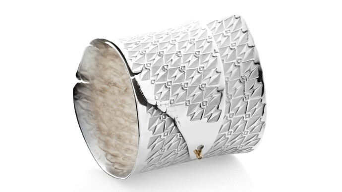 Matthieu Cheminée, Born in Paris in 1970, Bracelet, 2013, Silver, gold, champagne diamond, On loan from the artist, inv. 57.2014. Photo Anthony McClean