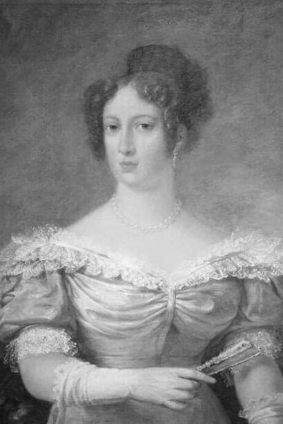 A pintura representa a arquiduquesa D. Leopoldina de Áustria, a meio corpo, de frente, com a cabeça ligeiramente voltada à esquerda. Autor desconhecido