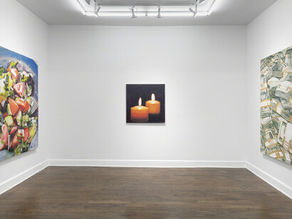 Salad, Candles, and Money. Courtesy of Johannes Vogt Gallery