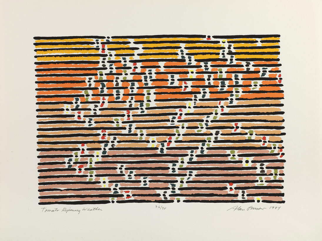 Alan Gussow (1931-1997), Tomato Ripening Weather, 1984, Screenprint, Edition 27/35, 19 x 25 inches. Courtesy of Driscoll Babcock Galleries