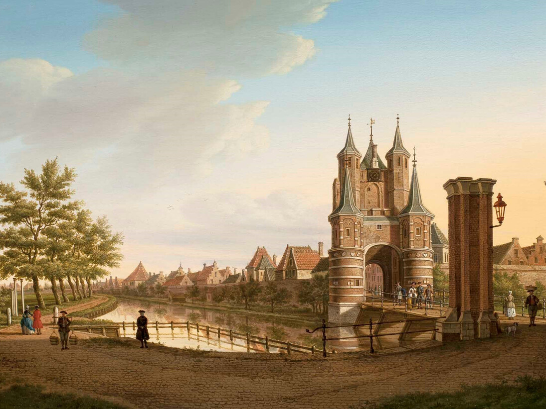 Paulus Constantijn La Fargue, The Hague 1729 - 1782, Dutch School, The Amsterdamse Poort, Haarlem, Oil on Panel, 12 15/16 x 17 13/16 inches (32.8 x 45.3 cms), Signed and Dated: "Paulus. Constantijn La Fargue pinx 1778"
