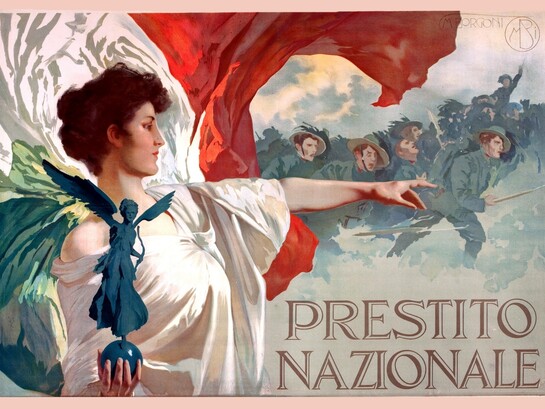 Il titolo irredimibile non promette la restituzione di un debito, ma la continuità di una fiducia tra Stato e risparmiatore. In copertina: Mario Borgoni, Prestito nazionale, 1918. Collezione privata