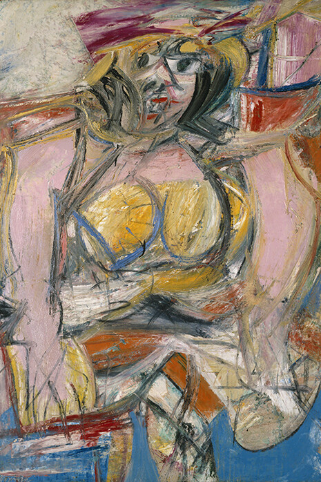 Oil, enamel, and charcoal on canvas, 59 x 46 1/4 inches. Gift of William Inge, 56-128. This work is copyrighted. Contact Artists Rights Society (ARS), New York. Gallery L2.