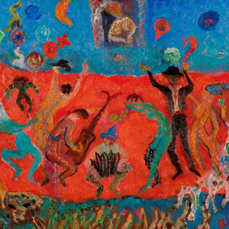 Antonietta Raphaël, Danza e musica al chiaro di luna, 1962, olio su tavola