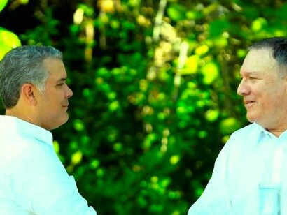 Iván Duque, presidente de Colombia y uno de los principales impulsores de Prosur, con el actual secretario de Estado de Estados Unidos, Mike Pompeo