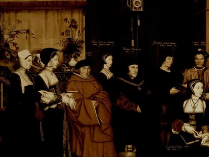 Tomás Moro y su familia (1592), obra de Rowland Lockey que sigue el boceto original de Hans Holbein.