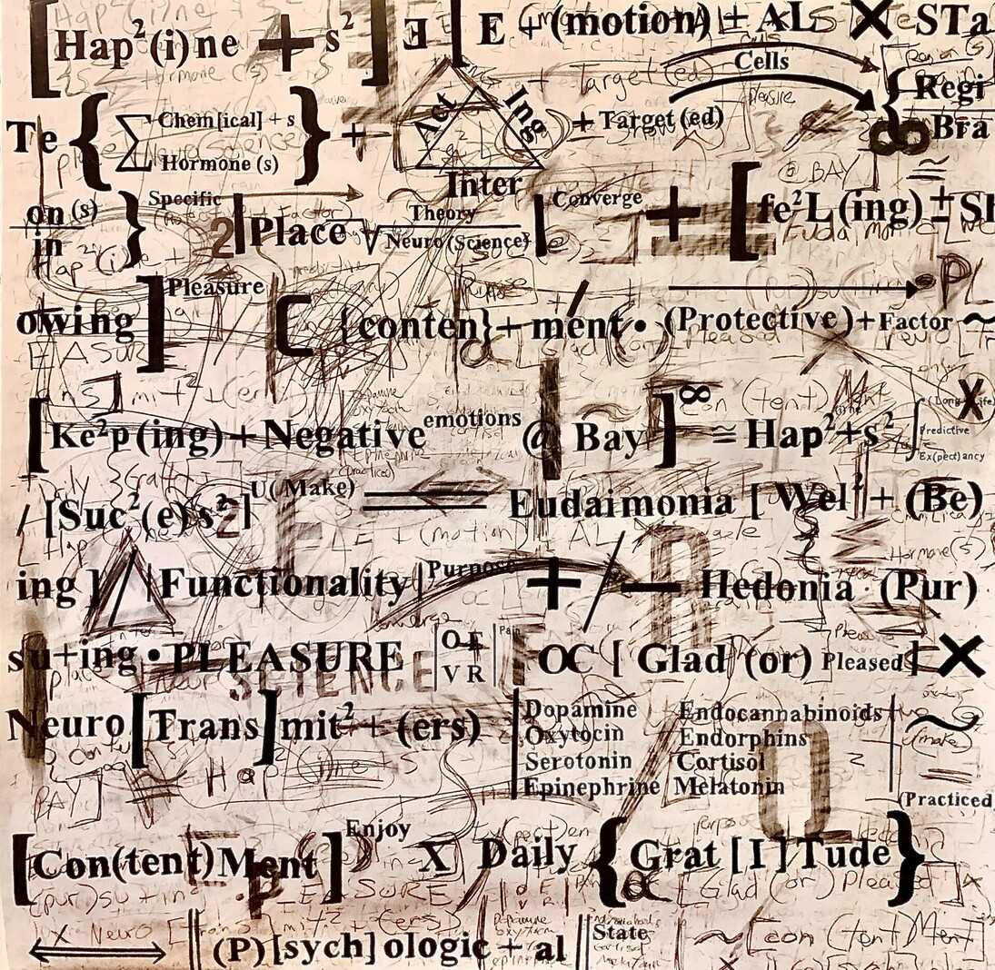 Gabriel Delgado, Happy (from the Emotions series), ink and graphite on Strathmore watercolor paper, mounted on canvas, 48x48x2.50 in