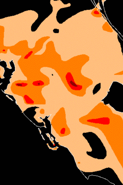 Mapa de precipitaciones durante la tormenta tropical Arlene, 31 de mayo a 5 de junio de 2023, Florida, Estados Unidos