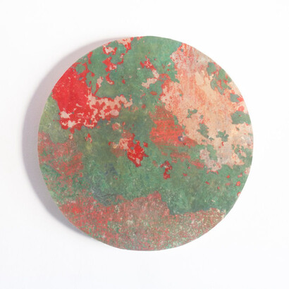 Alesso Barchitta, serie Coordinate - tondi, 2019, silicone, pittura murale, intonaco, plexiglas