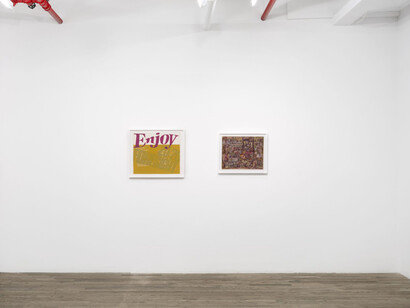 Corita Kent, Love and a butterfly, exhibition view. Courtesy of kaufmann repetto