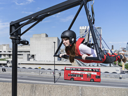 Carsten Höller, Two Flying Machines, 2015 © Carsten Höller. Installation View Carsten Höller l Decision, Hayward Gallery, London 2015. Courtesy of the artist and Gagosian Gallery. Photo © Ela Bialkowska, OKNO studio