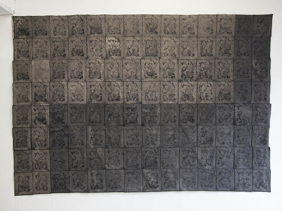 Asger Dybvad Larsen, Pressure of paint tray paintings, 2015 (1)
