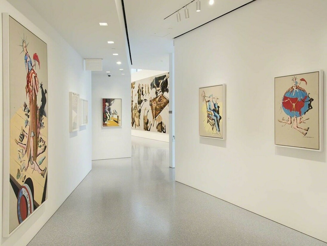 Benny Andrews, The Bicentennial Series, Exhbiition view. Courtesy of Michael Rosenfeld Gallery