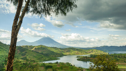 Landscape of the Virunga Mountains in Rwanda
