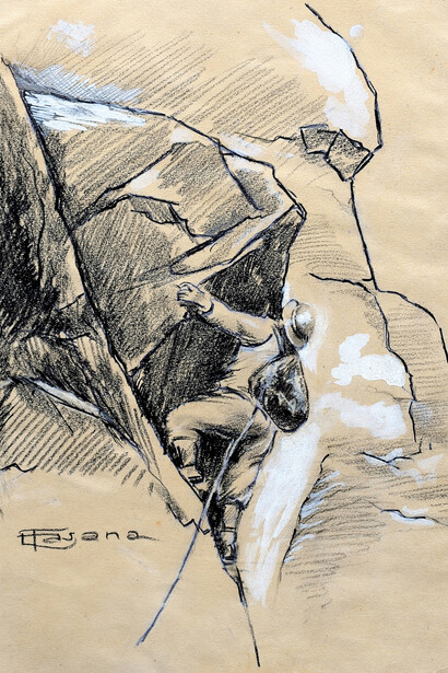 Eugenio Fasana - Una successione di rocce proteiformi, carboncino e biacca su carta. Eredi Fasana-Zuccala. Foto Franco Ricci