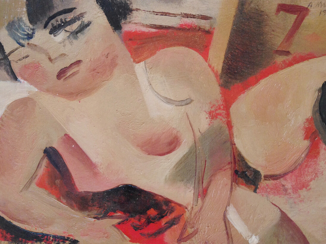 Alberto Manfredi, Figura sdraiata, 1973, olio su cartone, 15 x 23 cm