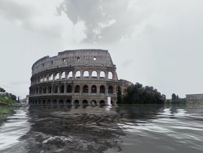 Simulazione del Colosseo allagato