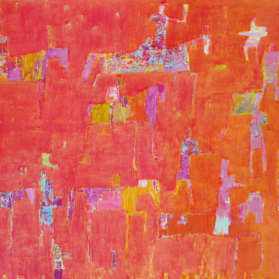 Reza Derakshani, Sunset Hunting, 2015, oil on canvas, 198 x 224 cm, courtesy of the artist and Sophia Contemporary Gallery