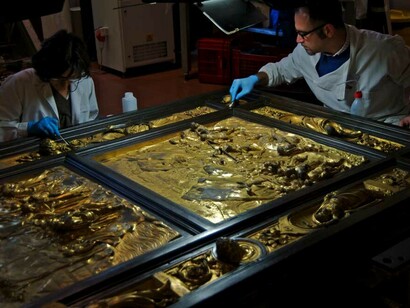 Lorenzo Ghiberti, La Porta del Paradiso, Battistero di San Giovanni, durante il restauro