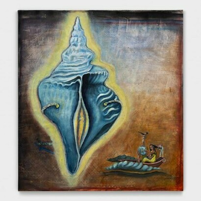 Savannah Claudia Levin, Fortune at the Shrine of its
Nemesis,
2024,
Oil on canvas,
48”h x 44”w (122 x 112cm). Courtesy of the artist and Harkawik