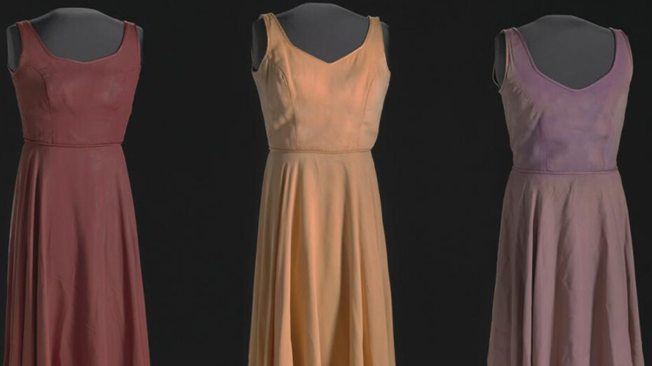 Costume dresses from for colored girls... on Broadway, 1976-78. Designed by Judy Dearing. Gift of the Black Fashion Museum founded by Lois K. Alexander-Lane, 2007.3.35-.37