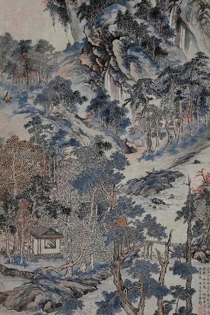 Reading in the Autumn Mountains, Ming dynasty, dated 1623, Xiang Shengmo (1597-1658), Ink and colours on paper © The Trustees of the British Museum