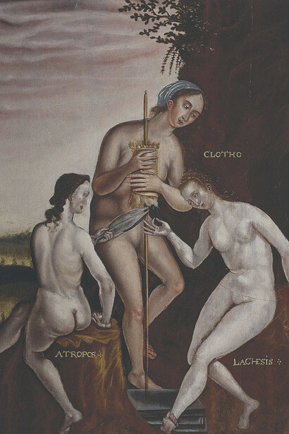 Os Três Destinos. Pintura a óleo, Philipp Galle