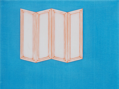Selma Parlour, Metapainting (figure-ground 3), 2014, oil on linen, 50.5 x 61cm