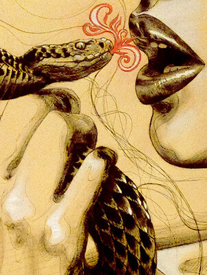 Diego Toscani, Snake, tecnica mista su carta. Dettaglio