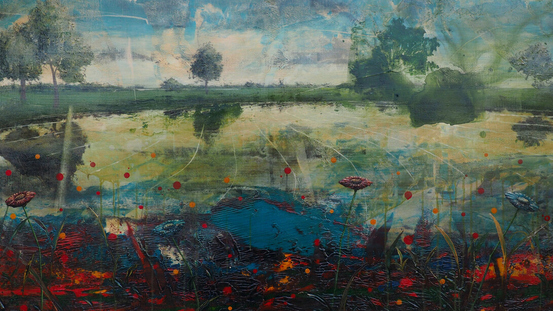 Long gone, Acrylic and oil on canvas, 31½ x 55 (80 x 140cm) 