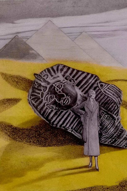 The Tourist ( On the Shore, Sunset) 1997 Norwich Castle Museum. Photo Pete Huggins Etching Colin Self (born 1941), ©Colin Self. All rights reserved DACS 2025