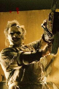 Leather Face from the gory horror film Texas Chainsaw Massacre