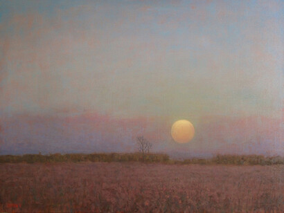John Beerman, Moon At Pigeon Shoot, 2011, oil on linen, 30 x 40 inches, Courtesy Tibor de Nagy Gallery, NY