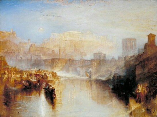 JMW Turner, Ancient Rome; Agrippina Landing with the Ashes of Germanicus exhibited 1839, Oil paint on canvas, support: 914 x 1219 mm frame: 1230 x 1530 x 140 mm painting, Tate. Accepted by the nation as part of the Turner Bequest 1856