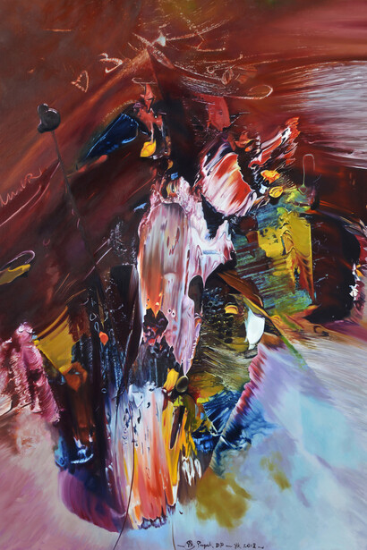 Pupuk Daru Purnomo, Bluur Merah, 2018, oil on linen, 230 x 167 cm © Pupuk Daru Purnomo, Courtesy of Mizuma Gallery