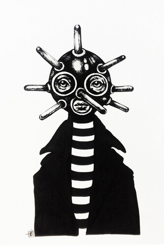 Afarin Sajedi, Clown, 50 x 60 cm, ink on paper, Dorothy Circus Gallery