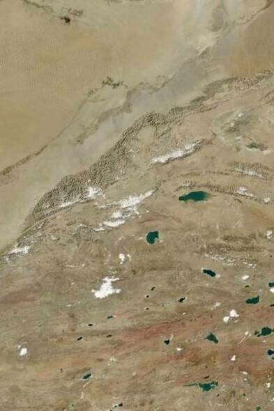 Aerial view of Tarim Basin, Xinjiang, China