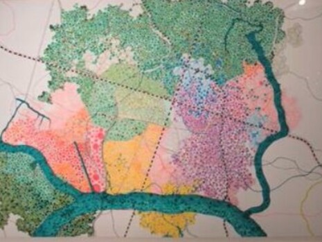 Tiffany Chung. 10.75°N 106.6667°E 1867/2007, 2007, oil and and ink on paper, 91 x 136 cm (35.8 x 53.5 in), detail