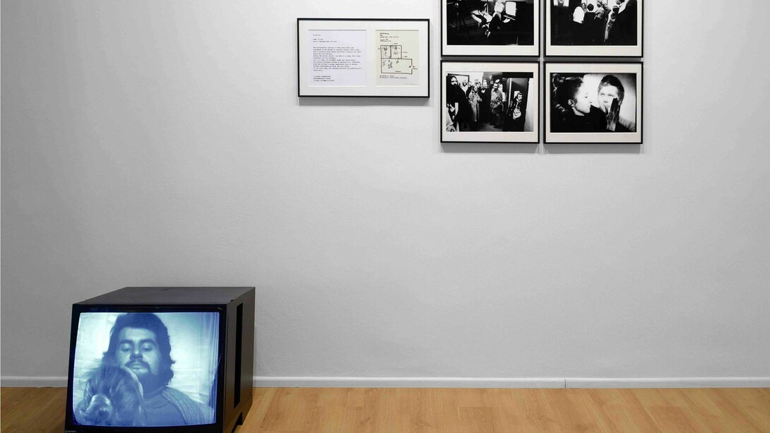 Sanja Iveković, Inter Nos (Between us), 1978, 4 b-w photographs, 40 x 26 cm each, drawing with text, b-w video 60', Courtesy the artist and P420, Bologna