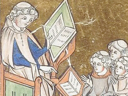 Lezione di medicina in un manoscritto medievale