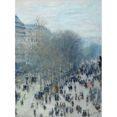 Claude Monet, Boulevard des Capucines, 1873-1874. Oil paint on canvas; 31 5/8 x 23 3/4 inches (80.3 x 60.3 cm). The Nelson-Atkins Museum of Art, Kansas City, Missouri. Purchase: the Kenneth A. and Helen F. Spencer Foundation Acquisition Fund, F72-35. Photo courtesy Nelson-Atkins Media Services / Jamison Miller
