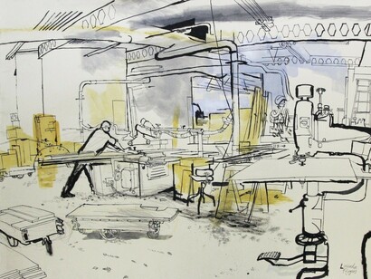 DW Wood Machinists- drawing by Lucinda Rogers