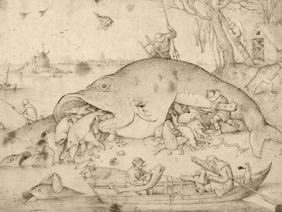 Pieter Brueghel el Viejo; El pez grande se come al pequeño, 1556