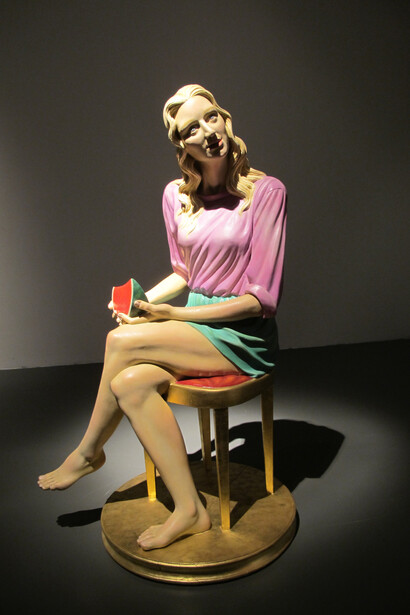 Athos Ongaro. "Sara", legno policromo e foglia d'oro, 1988