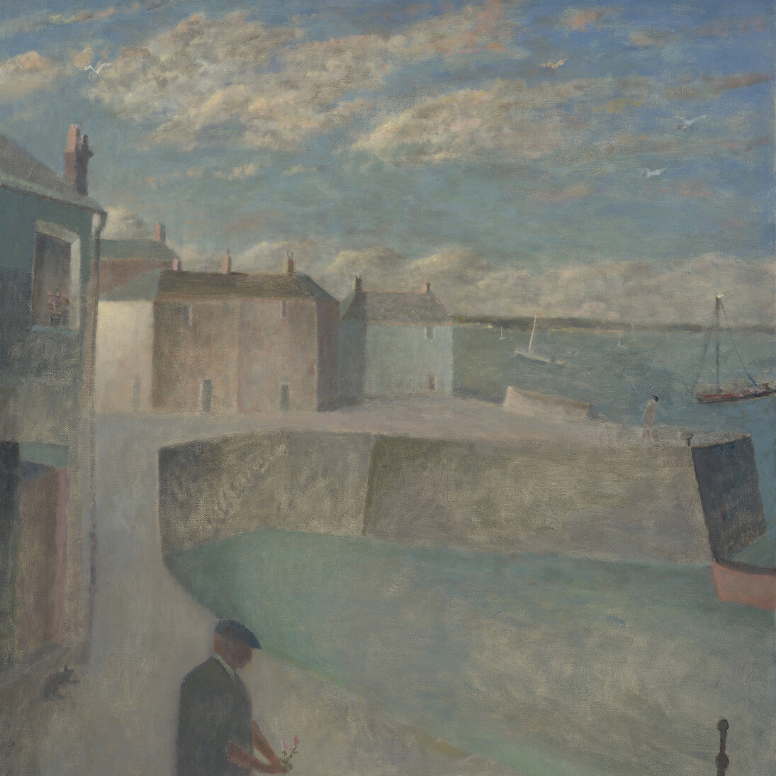 Nicholas Turner, Man with Flowers, 30 x 30 inches, Oil on canvas