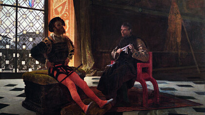 Federico Faruffini: "Borgia e Machiavelli". Legação de Niccolò Machiavelli, cidadão e secretário de Florença, a Cesare Borgia, Duque de Valentino. Maquiavel, ao retirar a máscara moralizante da política, expôs sua mecânica essencial com uma franqueza até então inédita, e essa franqueza ecoa violentamente no mundo contemporâneo, marcado por crises de representatividade, disputas narrativas e tecnologias de comunicação que amplificam percepções e emoções sociais