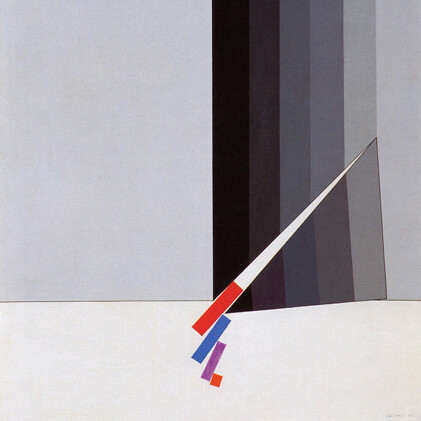 Eugenio Carmi, Trinagolo ribelle, dettaglio, 1970, acrilici su tela, 100 x 80 cm